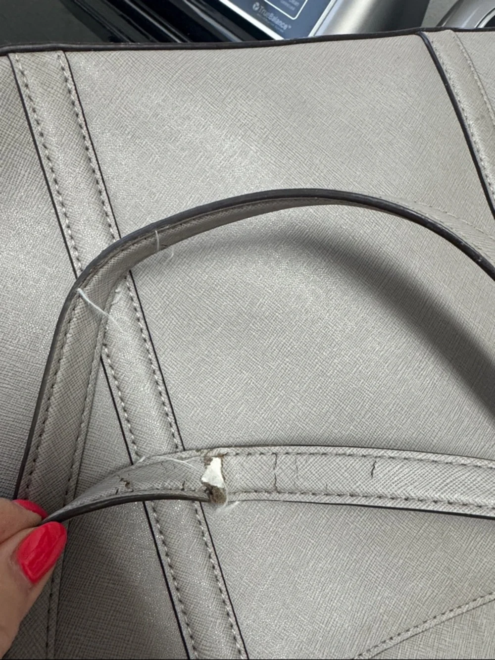 MICHAEL KORS Large Gray Tote Bag Pebbled Leather Silver Hardware